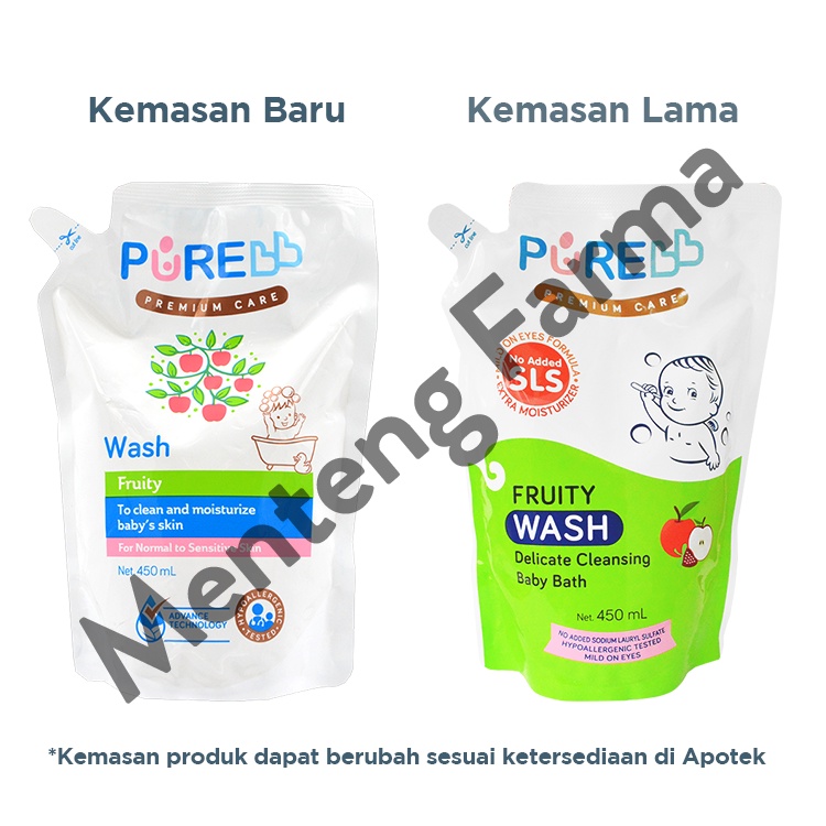 Pure Baby Wash Fruity Refill 450 mL - Sabun Mandi Bayi Non SLS