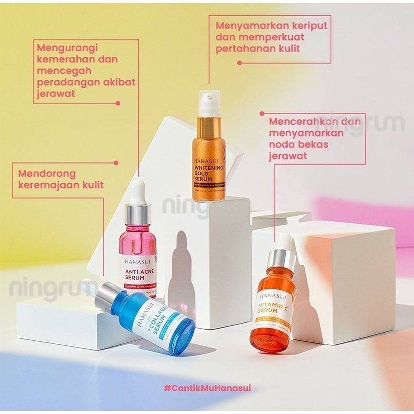 Ningrum Hanasui Serum Whitening Gold | Vitamin C + Collagen | Vitamin C | Anti Acne Perawatan Wajah Serum Wajah 20ml BPOM Ori 100% - 5002