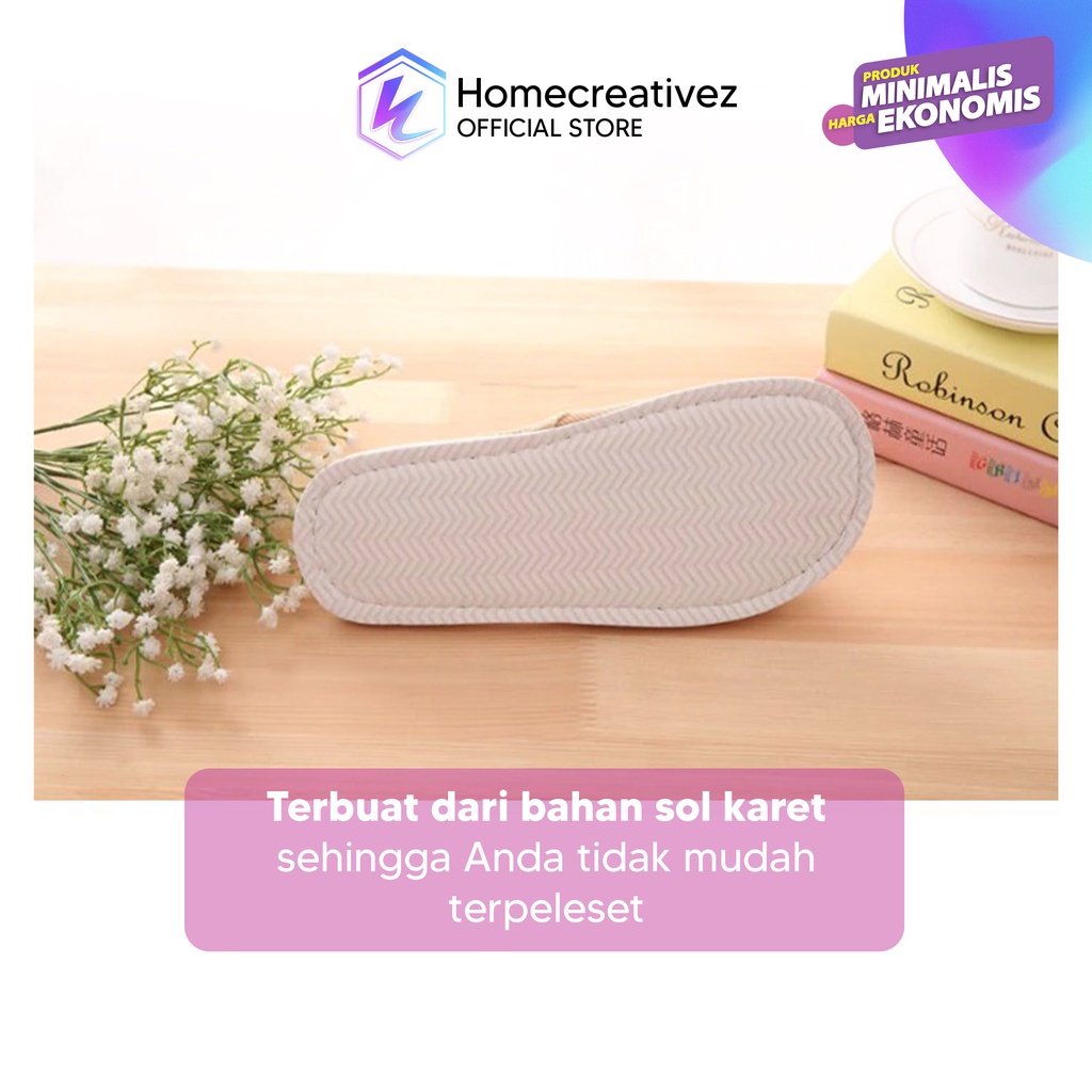 Homecreativez - Sendal Slop Rumah Nyaman Empuk - Sandal Selop Linen Indoor