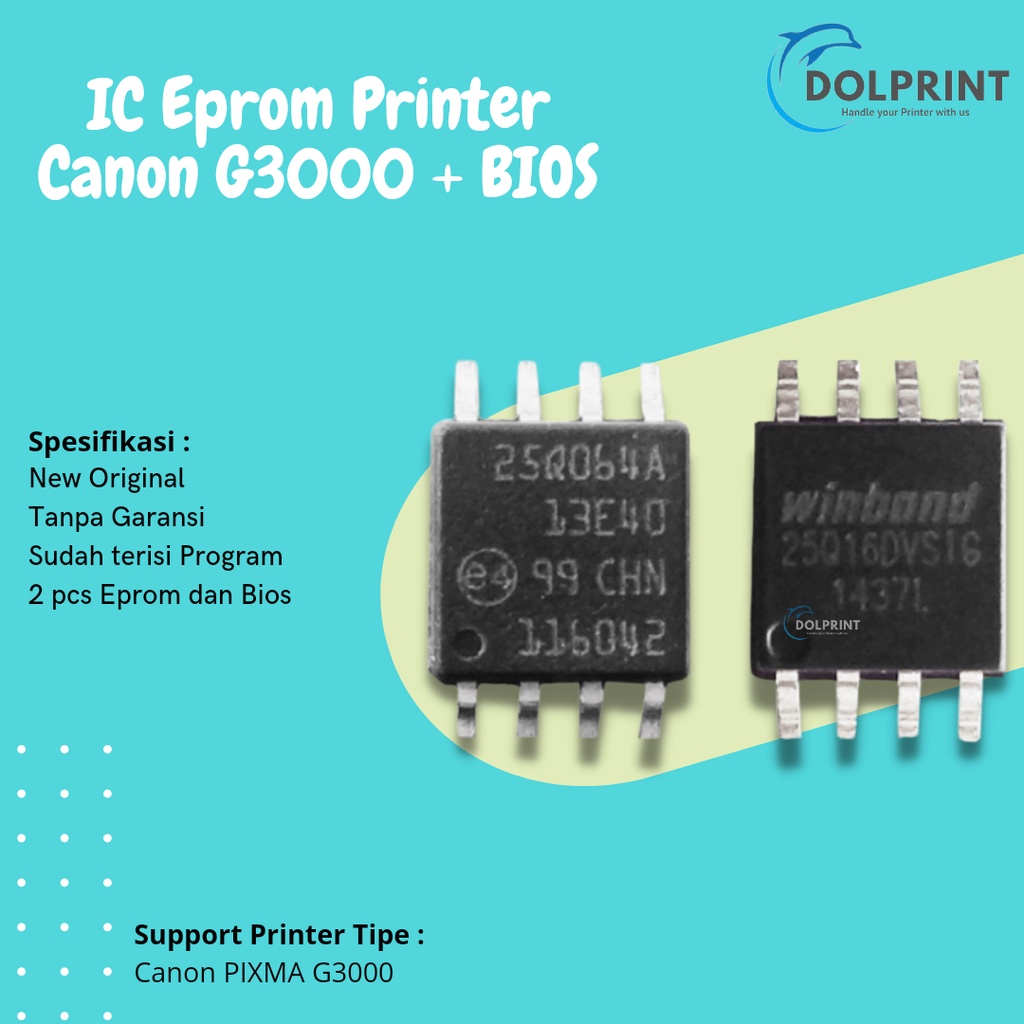 IC Eprom Canon G3000 Plus BIOS, Canon G3000 25Q064A, Resetter Printer Canon G3000 New