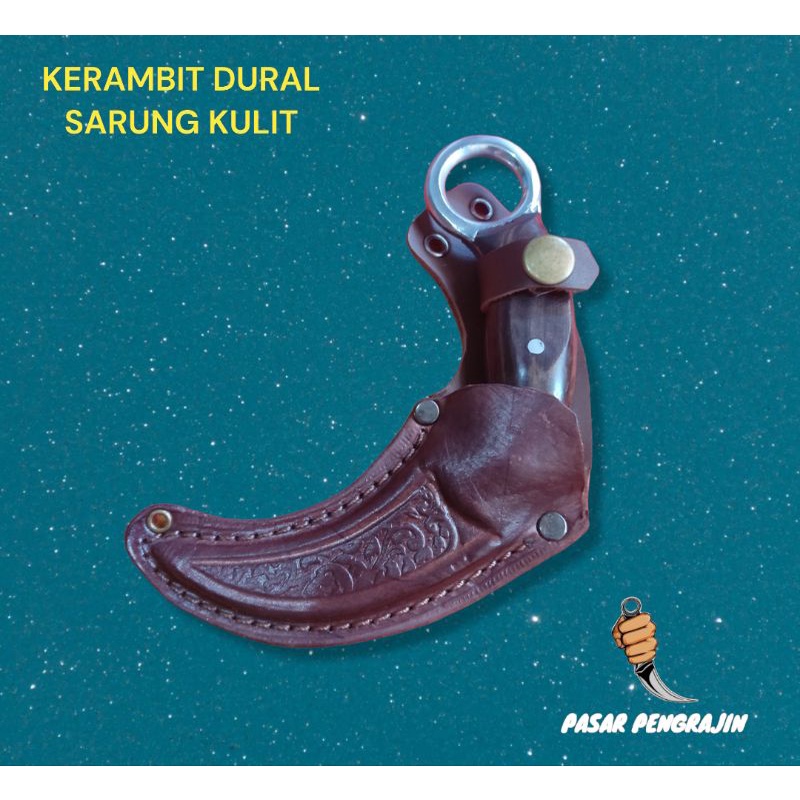 KERAMBIT BAJA PER ASLI KAYU SONOKELING SARUNG KULIT