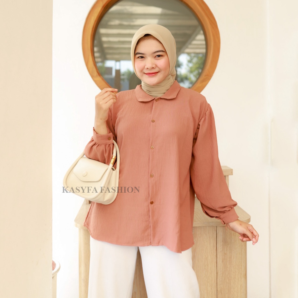 ELISA TOP BLOUSE // ELZE KEMEJA CRINCLE LENGAN BALON