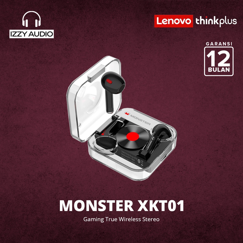 Monster XKT01 Bluetooth Earphone Enc TWS Gaming Low Latency - Hitam