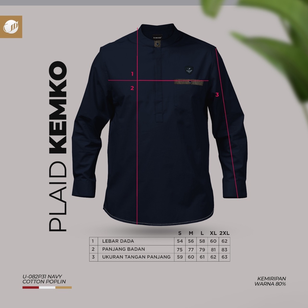 BAJU KEMEJA KOKO SAMASE PLAID KEMKO 01U082P PJG