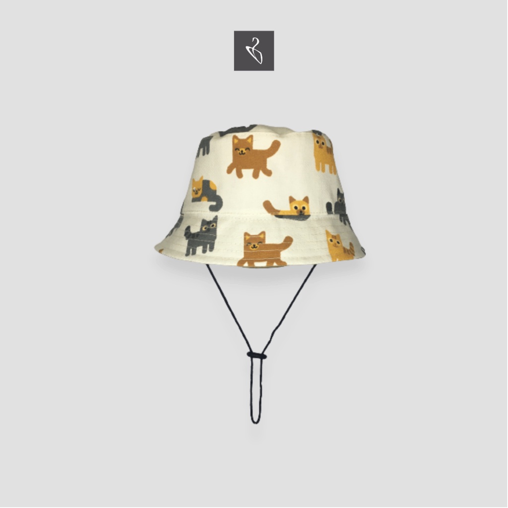 Topi Bucket Hat Anak Tali Motif Animal Hewan