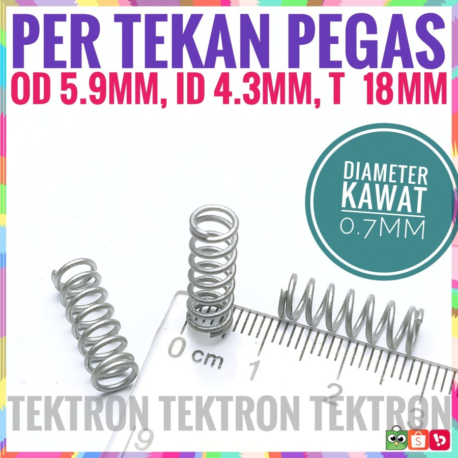 Per Pegas Tekan Spring OD 5.9mm ID 4.3mm T 18mm D Kawat 0.7mm