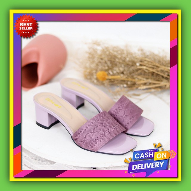 Sandal Hak Tahu Kaca Haigh High Heels Wanita Tinggi 5Cm Bunga Korean Style Murah Import Terbaru 2022