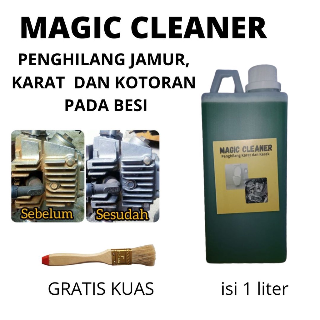 MAGIC CLEANER PEMBERSIH KARAT DAN KERAK MESIN MOTOR 1 LITER GRATIS KUAS APLIKATOR