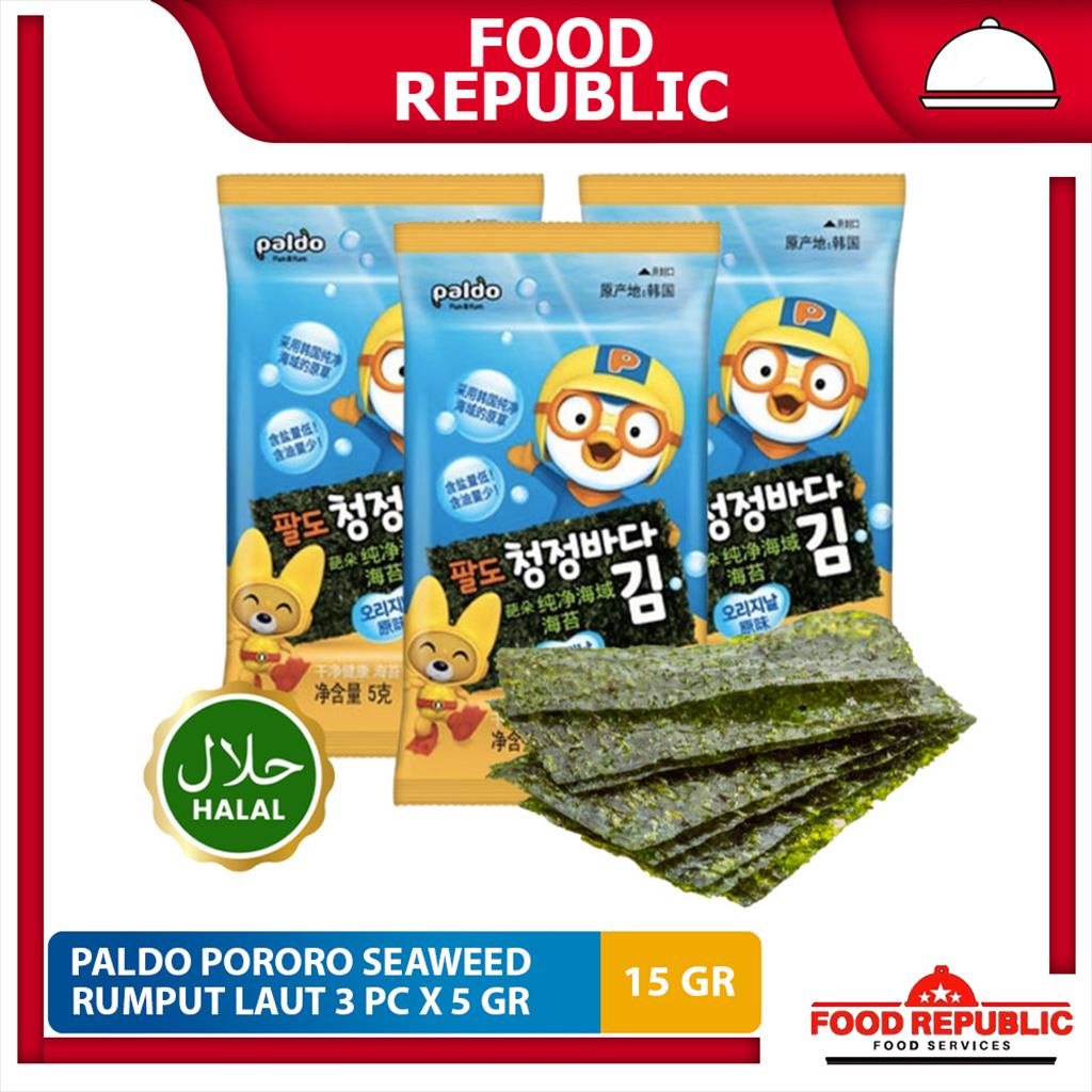 Pororo Roasted Seaweed 2PC x 5GR Paldo Nori Rumput Laut Panggang Halal