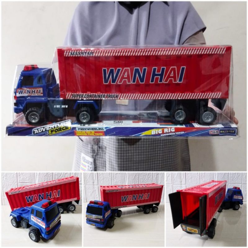 Mainan Truk Kontainer Peti Kemas Mobil Trailer Ekspedisi Anak Edukasi
