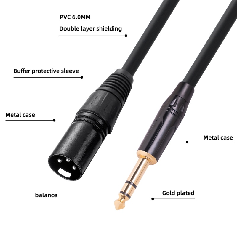 Kabel CRE Balanced 1/4-inch TRS to XLR Male 6.35mm TRS Port to 3-pin XLR Cord Untuk Mixer Sound Card Microphone