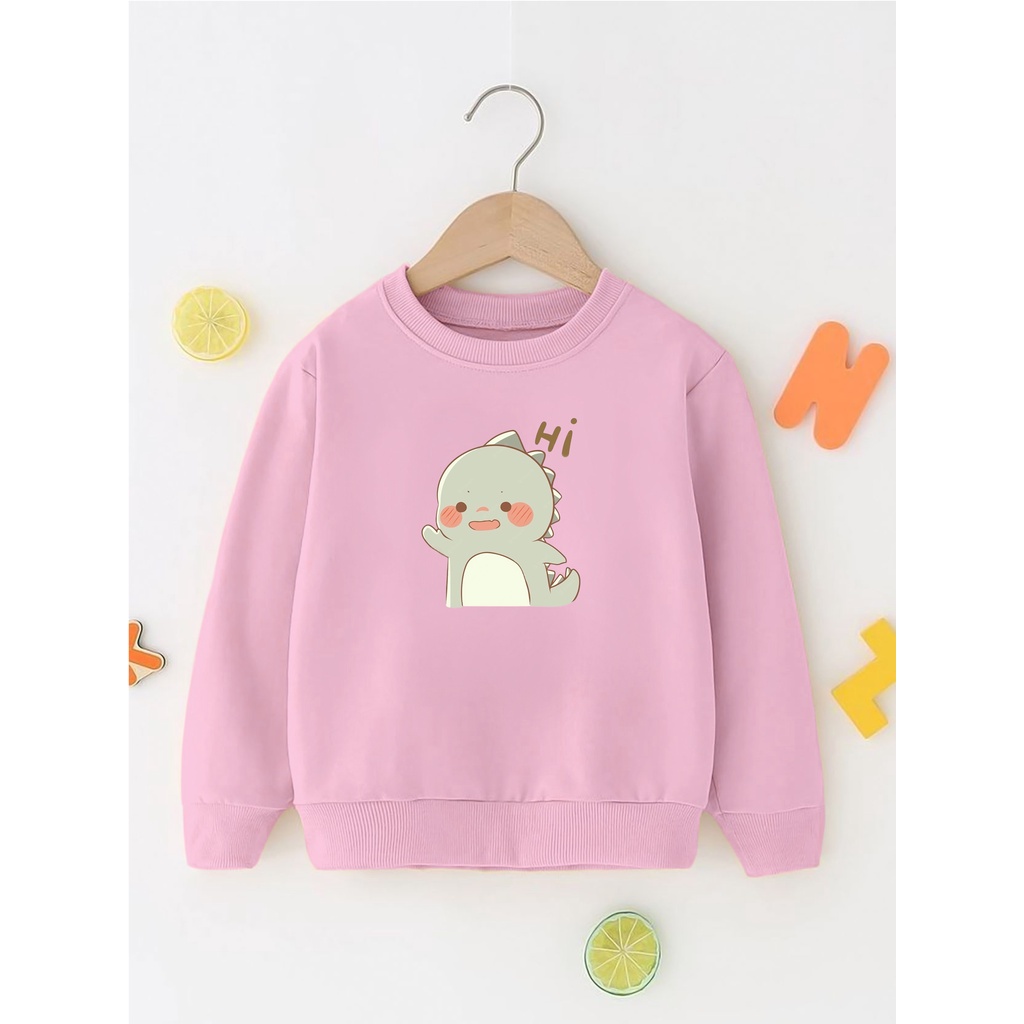 Sweater Perempuan Usia 2 - 12 Tahun Crewneck DINO SERIES Switer Cewek Cowok