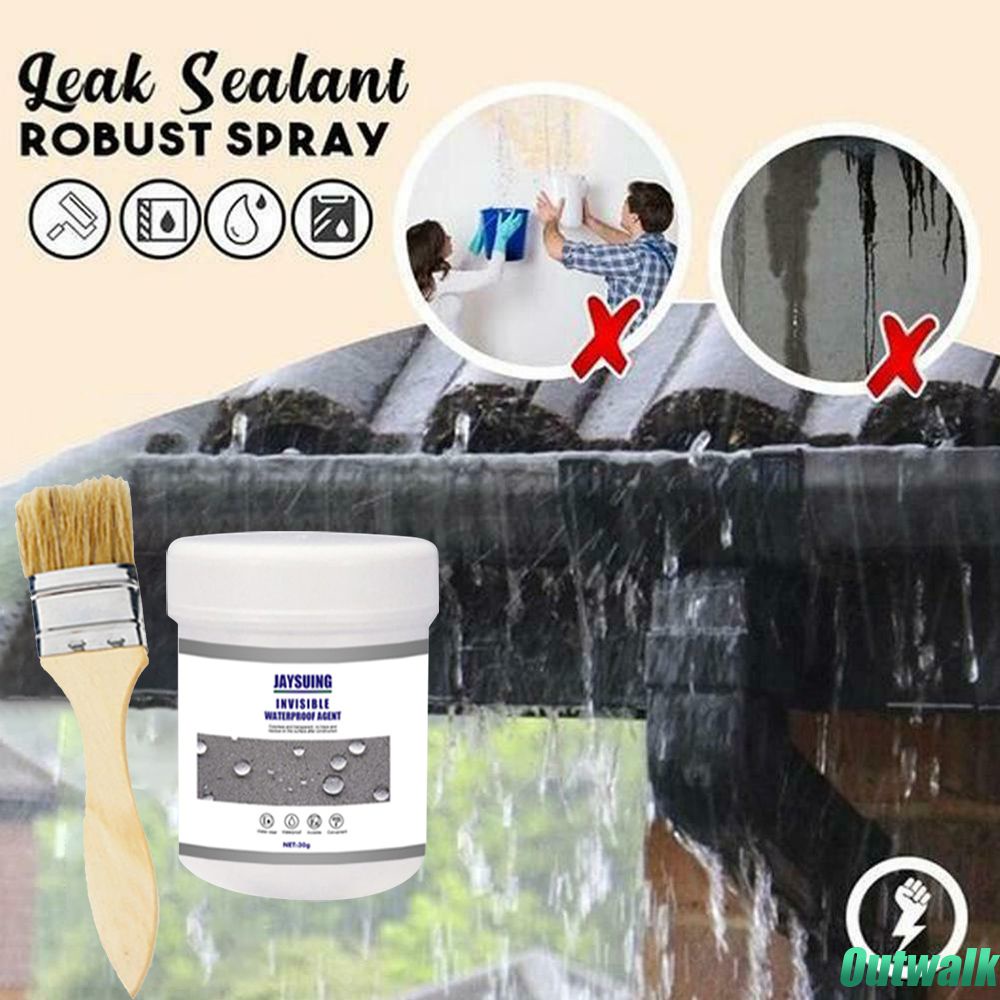 ღ Transparan Tahan Air Lem Plus Sikat Tahan Air dan Tahan Bocor Tak Terlihat Sealant Berbasis Air Anti-Kebocoran Agen Perbaikan Rumah Tangga rusak Alat