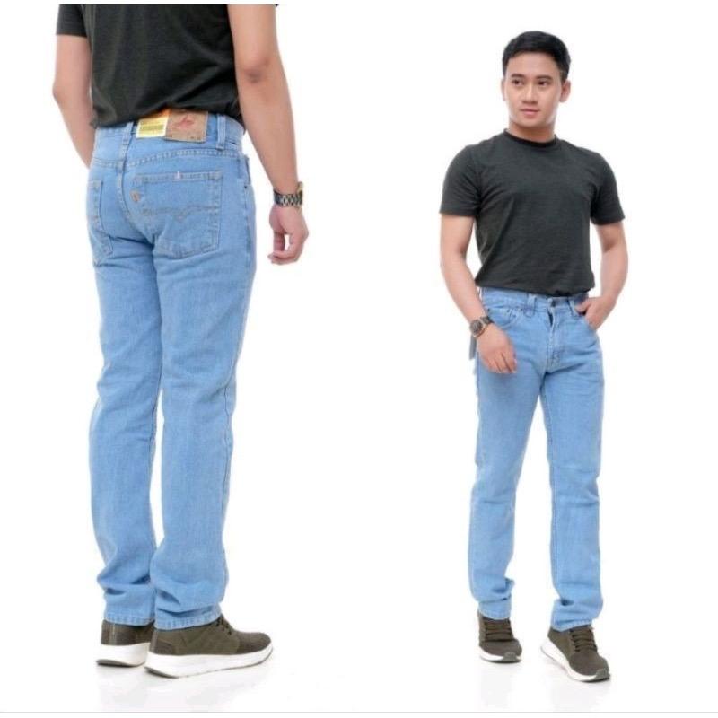 ￼Celana panjang jeans reguler pria/ standar basic dewasa