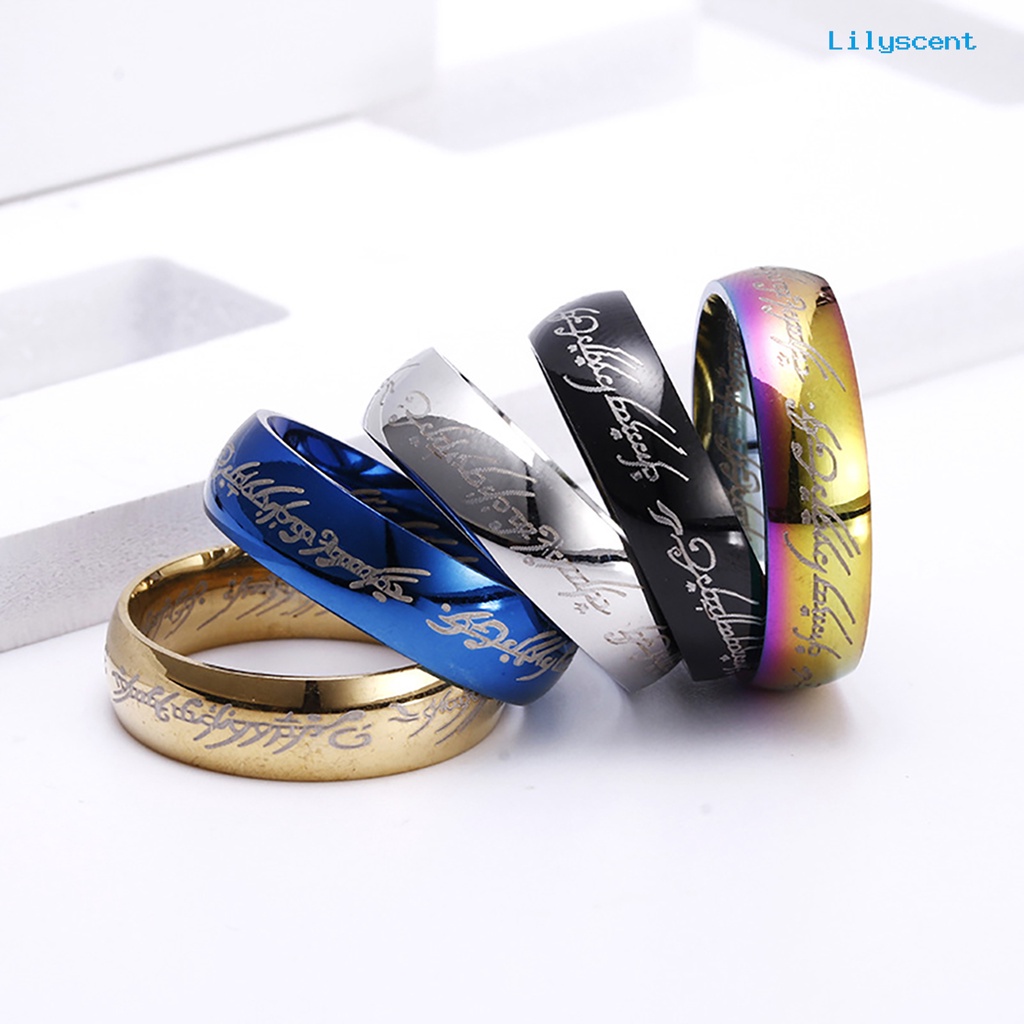 [LS] Cincin Kawin Motif Huruf Hias Bahan Titanium Steel Pria Dan Wanita Band Finger Ring Untuk Pesta