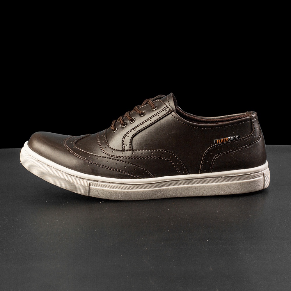 FELIKS DARKBROWN |ManNeedMe x FLAZHBACK| Sepatu Sneakers Pria Casual Shoes DIJAHIT ORIGINAL