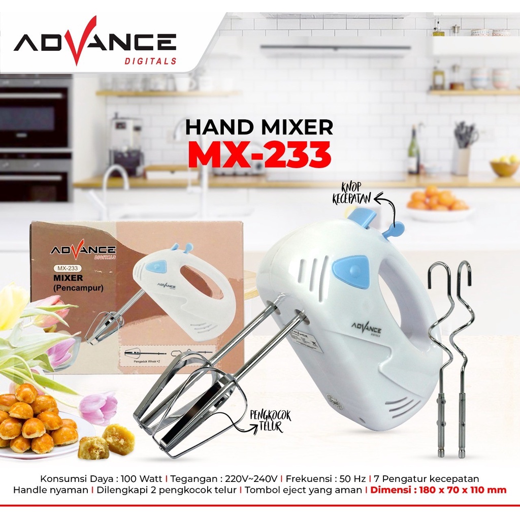 PROMO !! Hand Mixer MX133 / mixer tangan / Pengaduk adonan Advance MX 133 / MX233