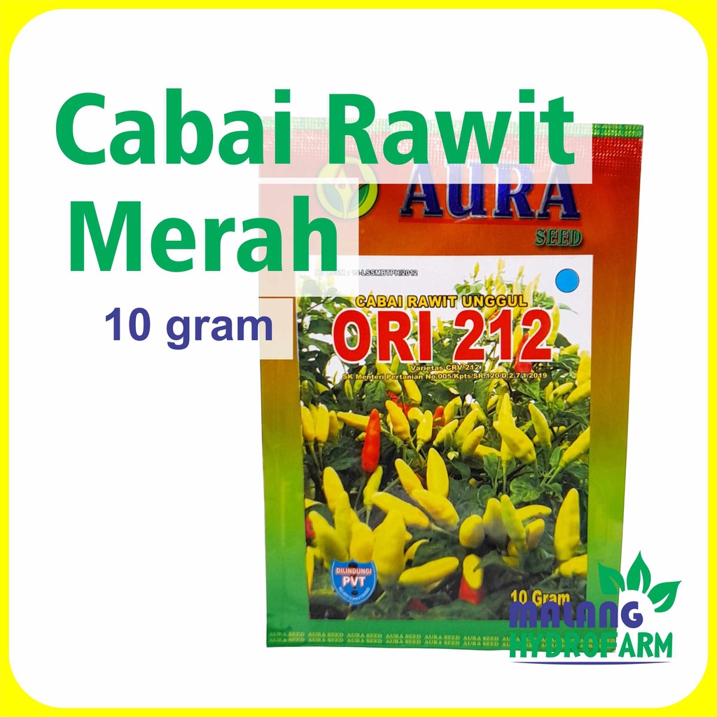 Benih Cabai Rawit Merah Ori 212 10 gram Aura Seed dataran rendah biji bibit Mahameru cabe setan peda