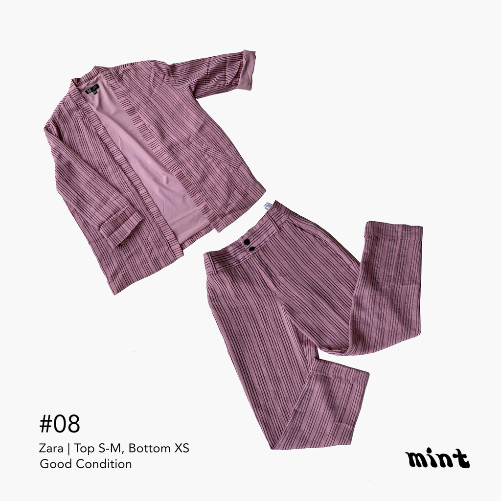 08 Zara Pink Blazer Set - Setelan Jas Merah Muda
