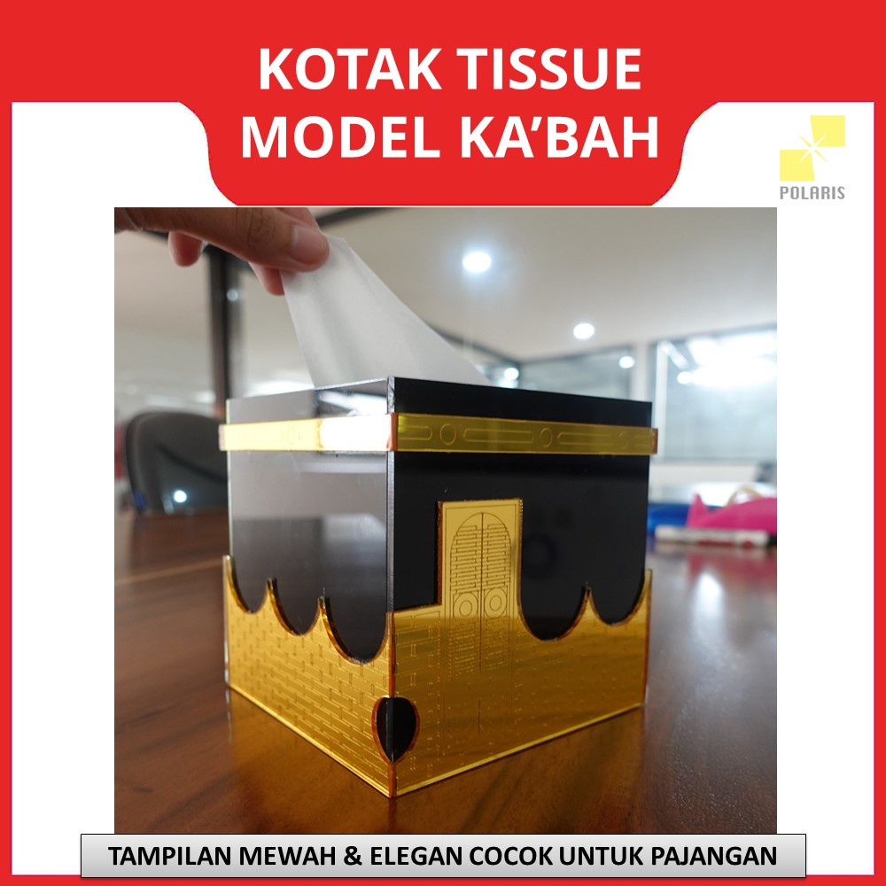 KOTAK TISSUE ACRYLIC MODEL KA'BAH TEMPAT TISU ELEGAN MINIMALIS HIASAN MEJA - BOX TISU MINI MEWAH WADAH TISU AKRILIK PAJANGAN