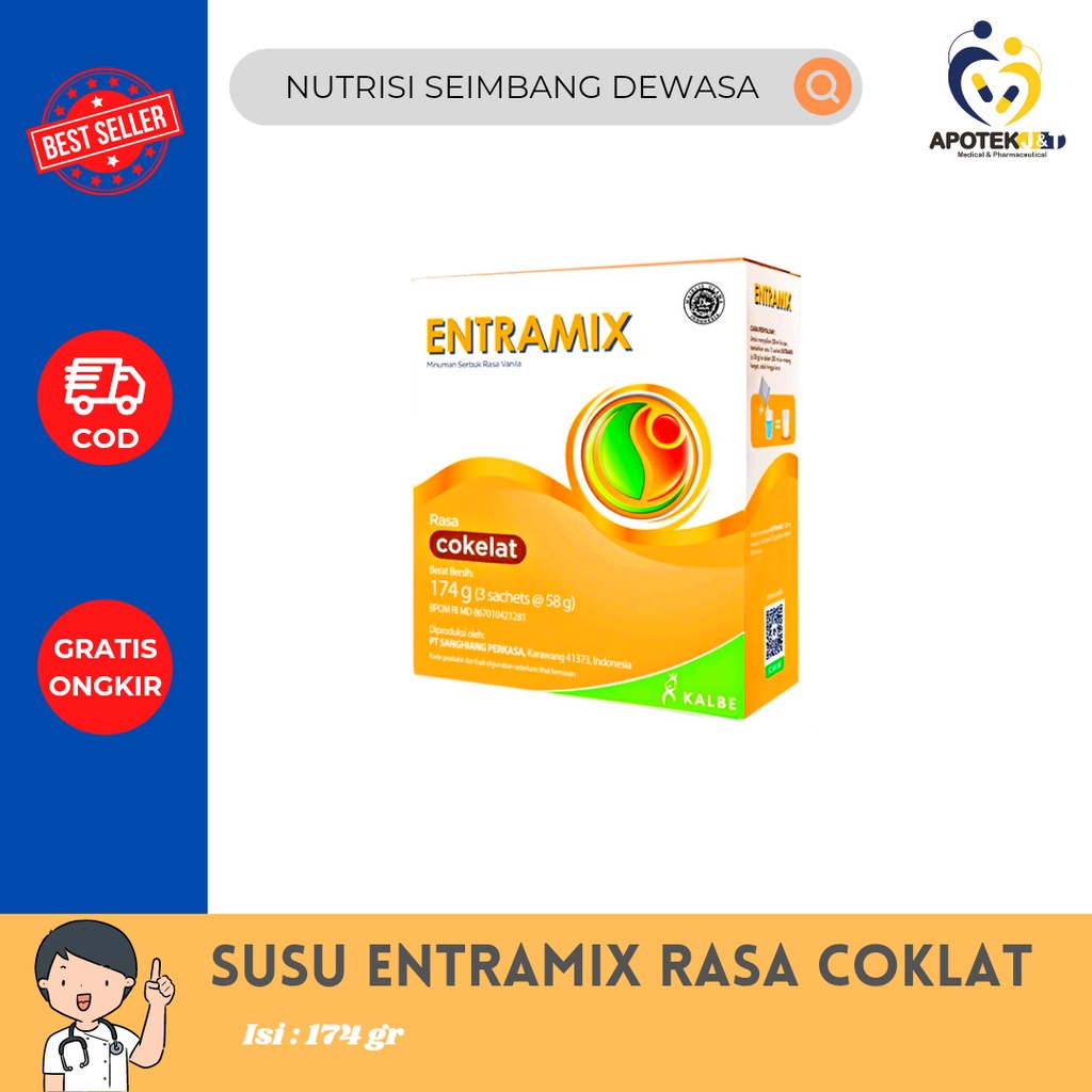 SUSU ENTRAMIX ISI 174 GR /PASIEN BED REST / SUSU DEWASA &amp; LANSIA TIDAK NAFSU MAKAN / NUTRISI PENGGANTI MAKANAN UTAMA