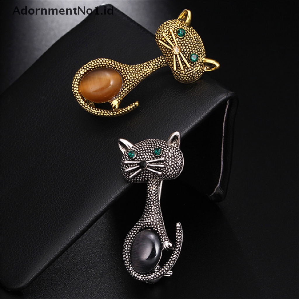 [AdornmentNo1] Cat Eye Stone Brooch Pin Hewan Bros Kerah Klip Pernikahan Opal Wanita Bros [ID]