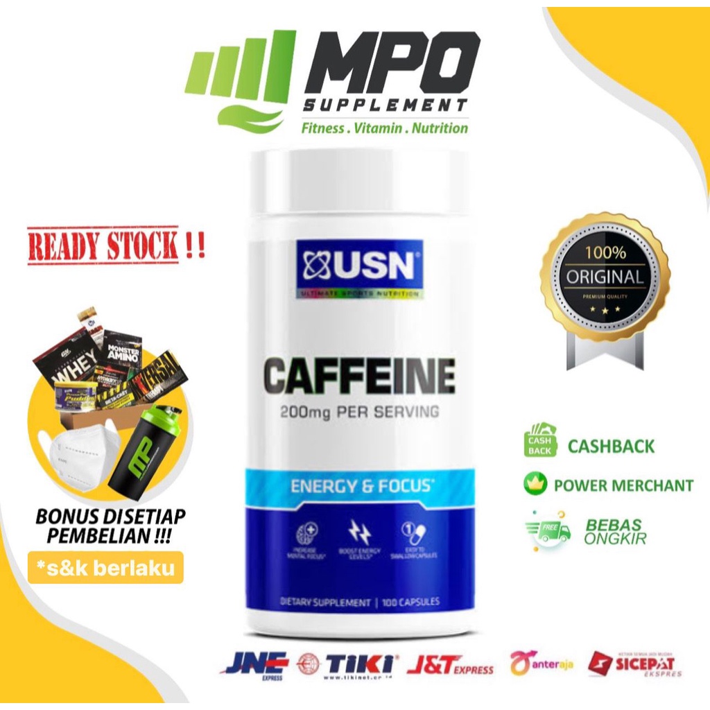 USN Fit Caffeine (100caps) USN Caffeine Cafeine Cafein Kafein Kapsul USN Fit Caffeine Anhydrous 100c