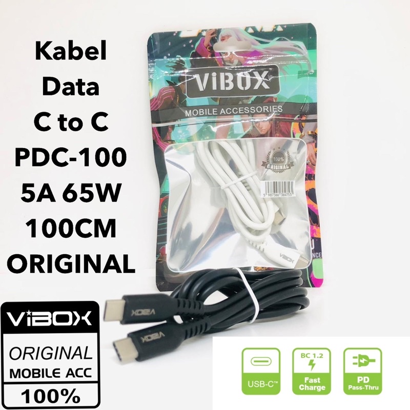 Kabel Data vibox C to C PDC-100 5A 65W 100CM ORIGINAL by smoll
