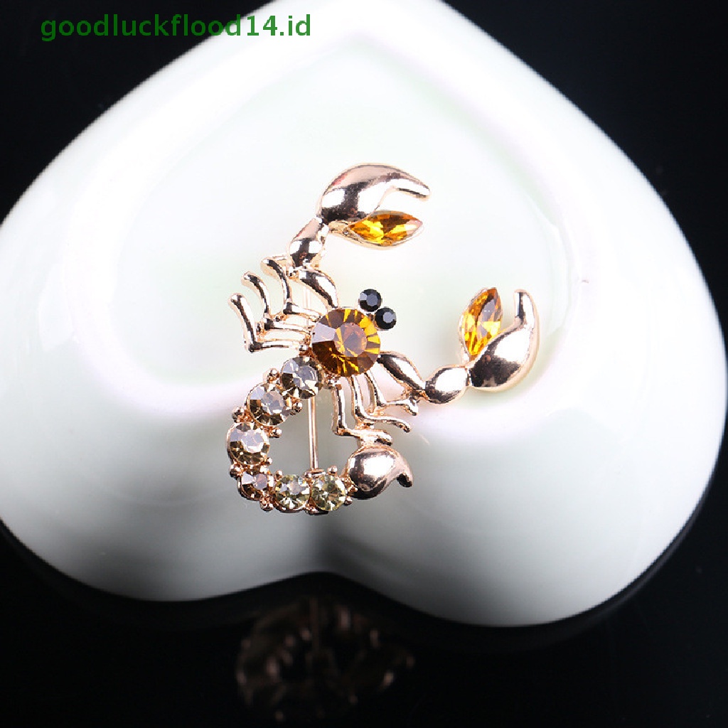 [GOOGFOUR] Bros Syal Kristal Bersinar Bros Berlian Imitasi Bros Hewan Scorpion Brooch Pin [Atas]