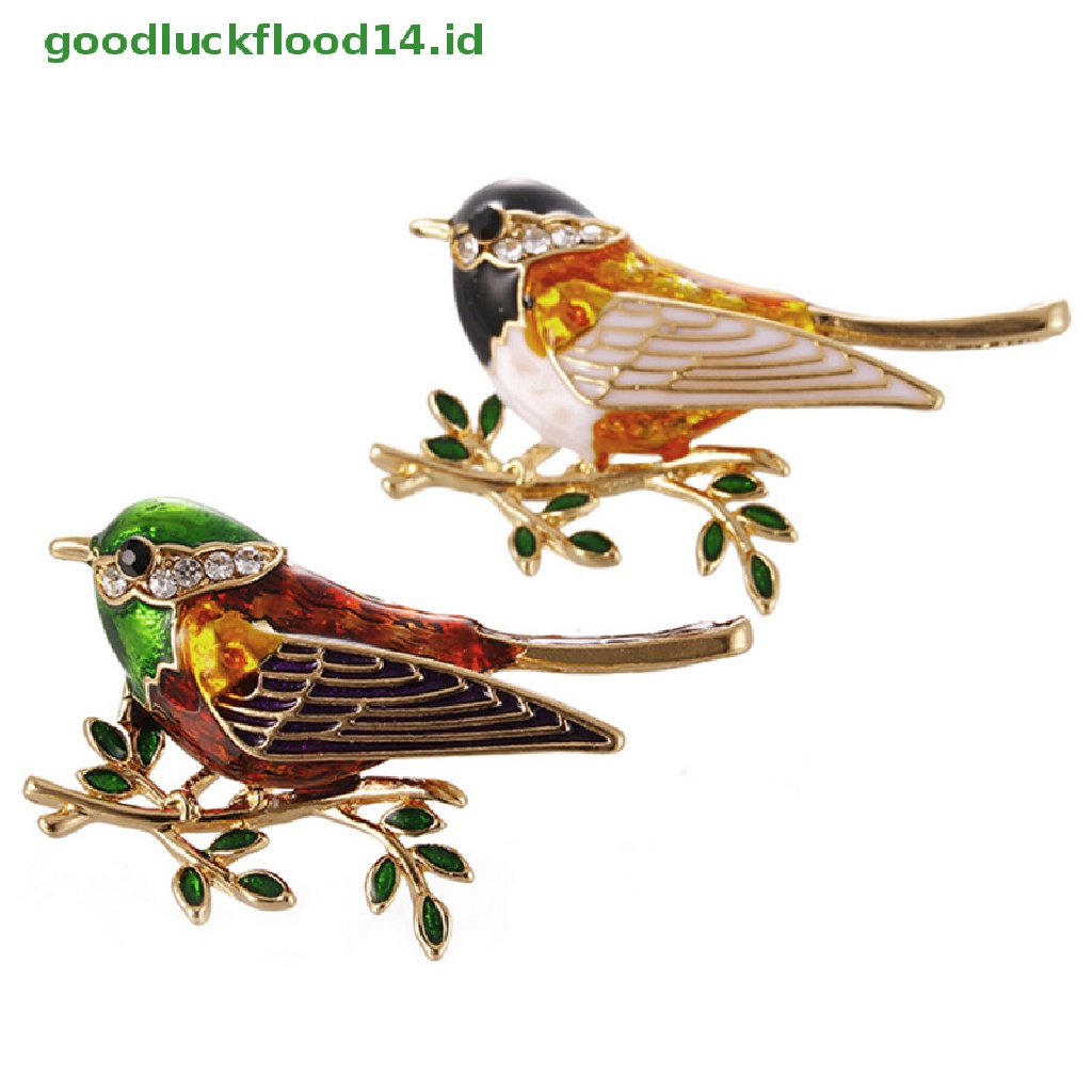 [GOOGFOUR] Enamel Burung Bros Pin Kristal Berlian Imitasi Hewan Bros Pin Pakaian Perhiasan [TOP]