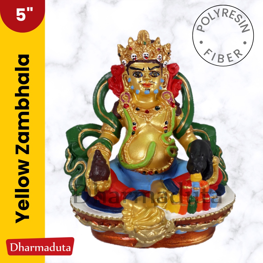Yellow Jambhala 5in - Patung Rupang Arca Buddha