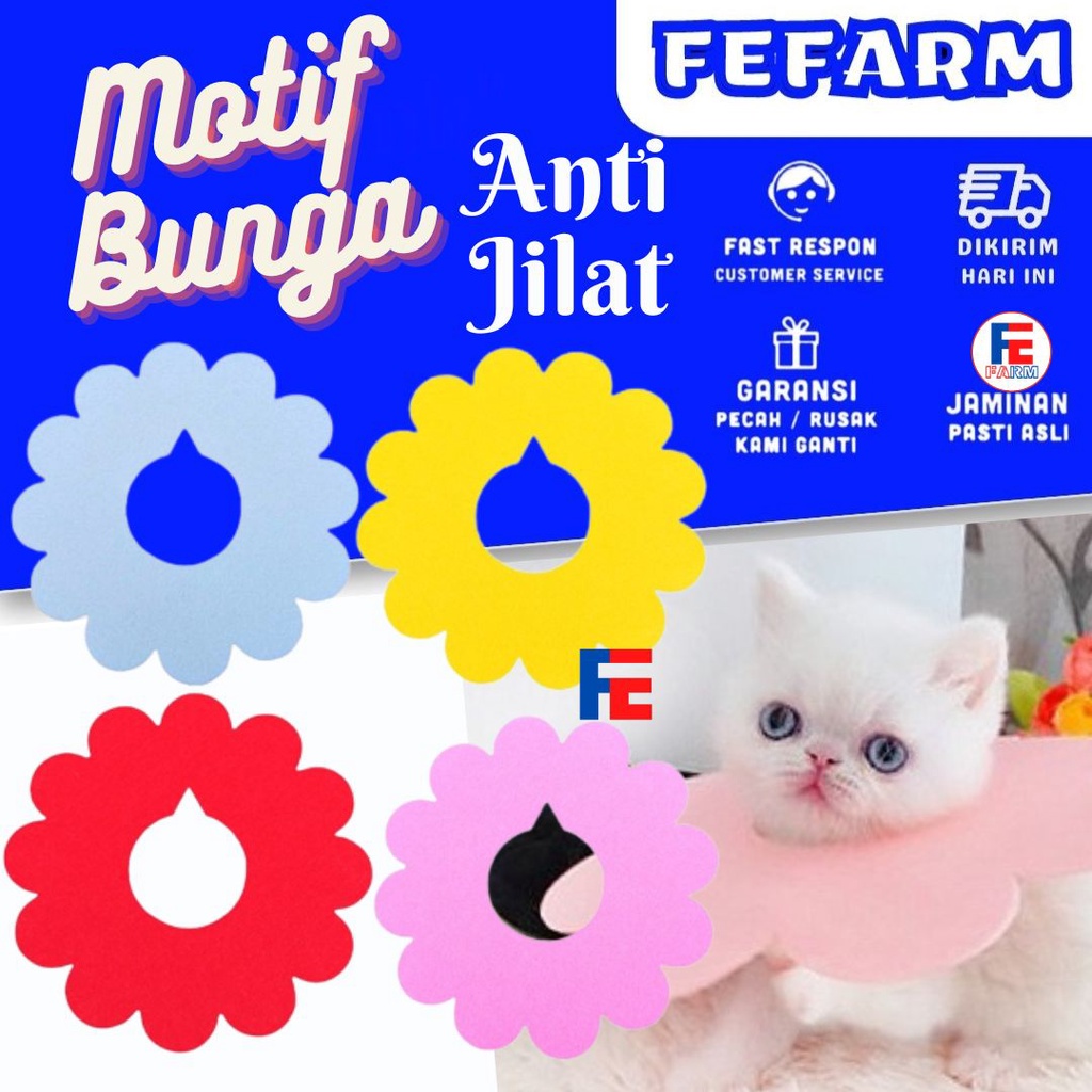 Kitten Pet Collar Bunga Kucing Anti Jilat Premium Quality FEFARM