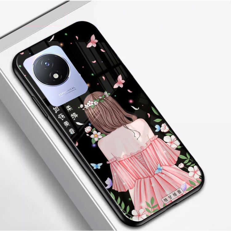 (Q18) Softcase Vivo Y02 - Softcase Kaca Vivo Y02 - Case Aesthetic Vivo Y02 - Case keren Vivo Y02 - C