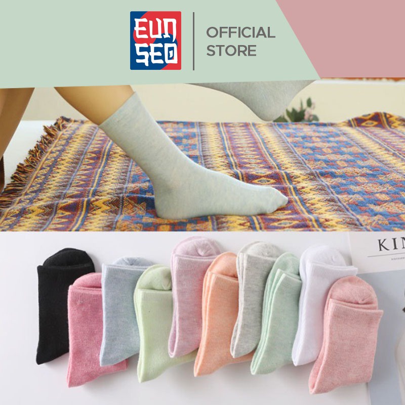 EUNSEO Kaos Kaki Wanita Panjang Colorfull Cotton Kaoskaki Fashion Korea Women Socks