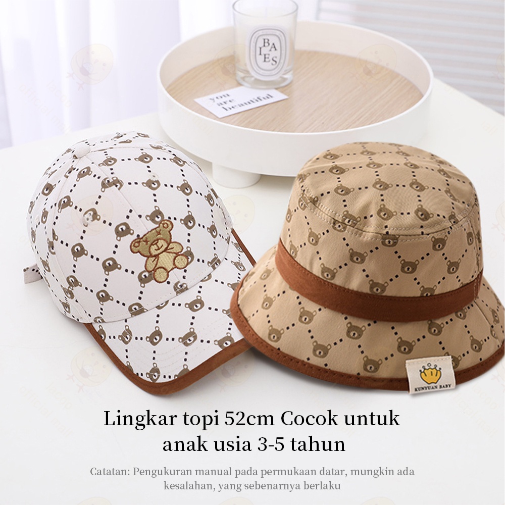 Lacoo Topi baseball bucket anak laki laki perempuan import Topi bucket anak model bear