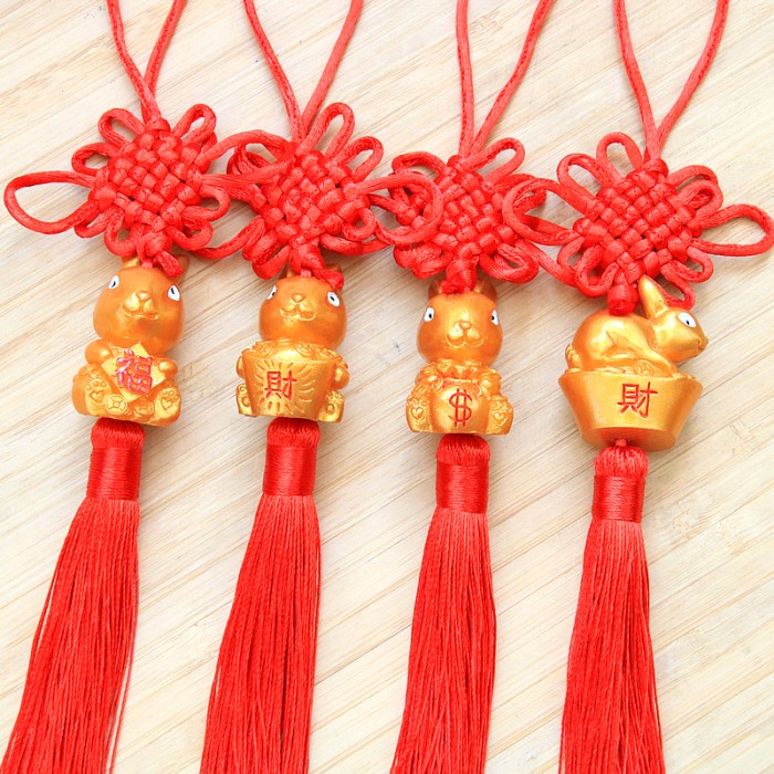 Gantungan Kelinci Gold Tassel Merah Imlek Tahun Baru Kelinci Grosir Ornamen Imlek Harga Grosir Termurah