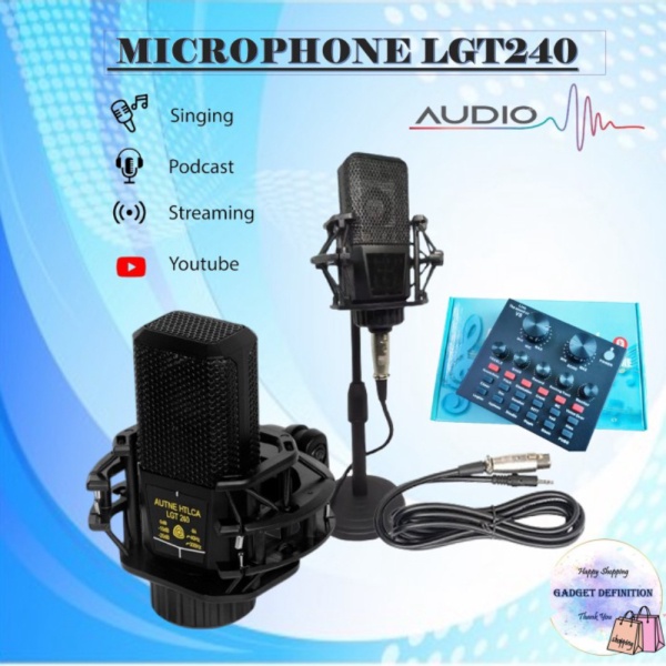 Dijual Paket Microphone LGT 240 Mic Condenser LGT-240 Broadcast - MIC  V8 Limited