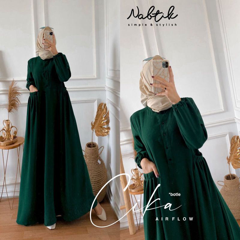 CIKA NABTIK GAMIS AIRFLOW TERMURAH GAMIS POLOS LD 110 / gamis CIKA / Dress Cika / Cika dress / gamis cringkel / Gamis crinkel / Gamis crincle