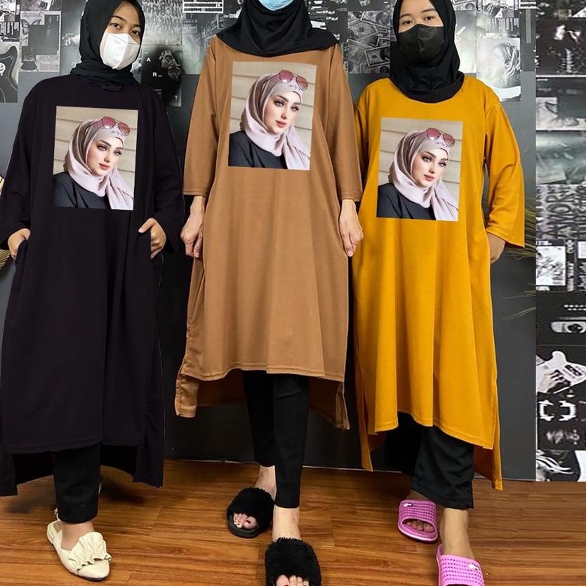 Depan LONG TUNIK WANITA  TUNIK BAJU WANITA LONG TUNIK ATASAN WANITA Gamis