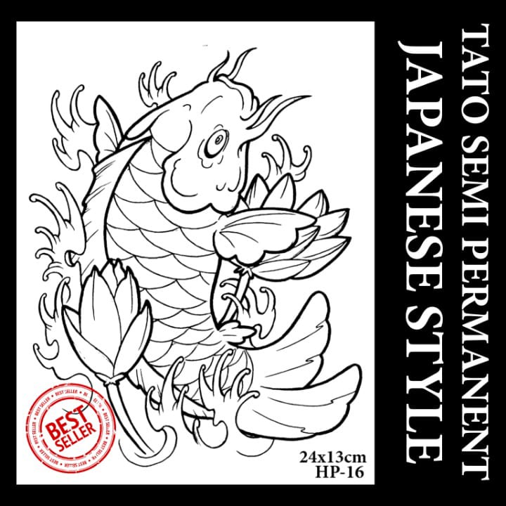 TATOMANIA-Stiker tato temporer semi permanen Motif Ikan HP-16