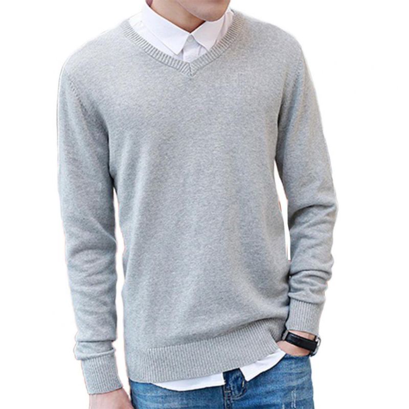 SN - Sweater Rajut Cotton V-Neck Basic Korean style