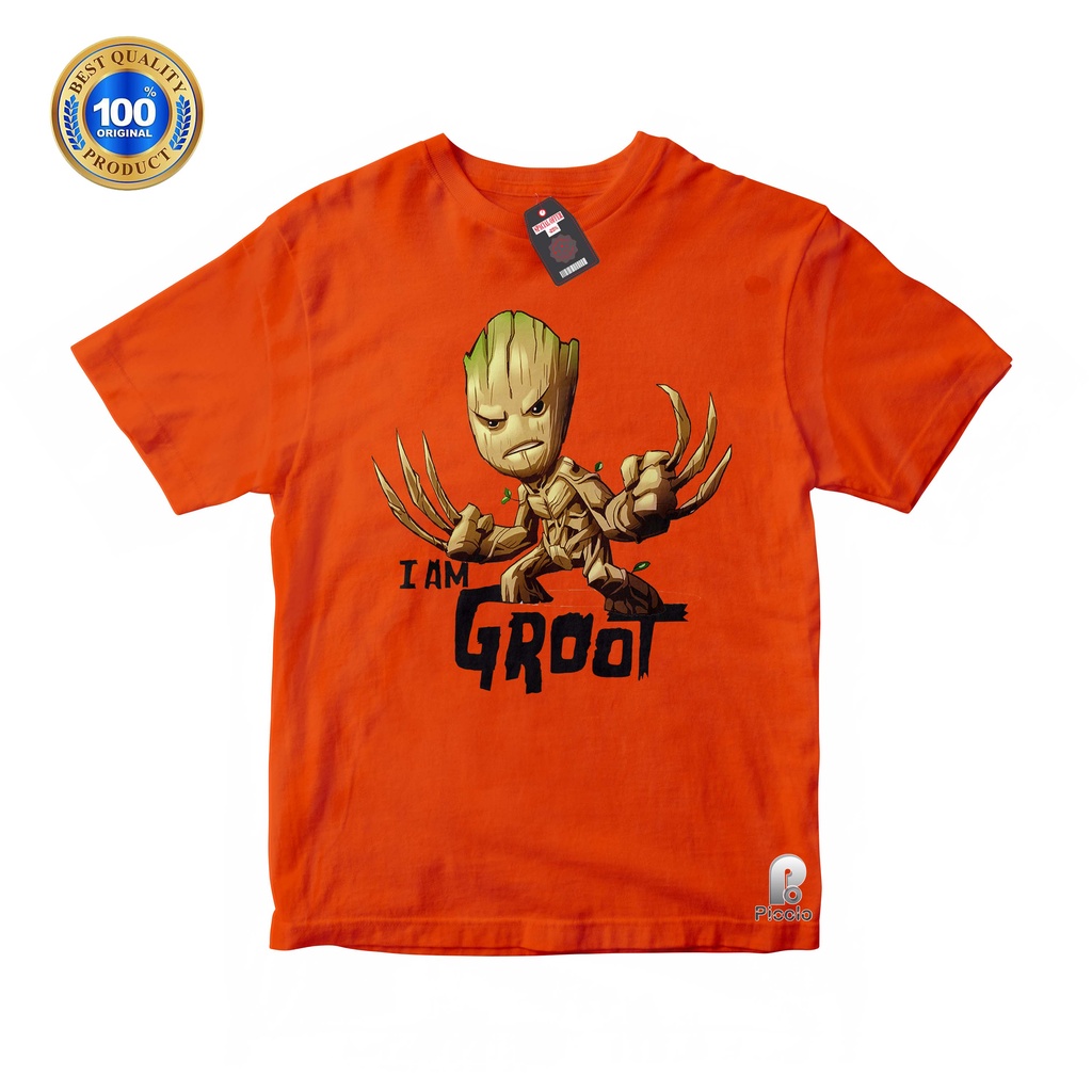 (FREE NAMA) BAJU ANAK KAOS ATASAN ANAK MOTIF KARAKTER KARTUN I AM GROOT UNISEX Bahan COTTUN
