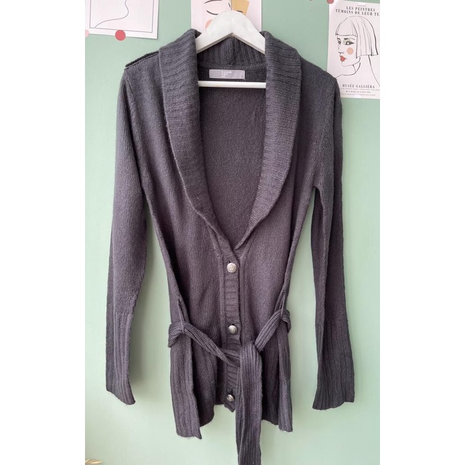 8s*cond korean longsleeved belted cardigan button