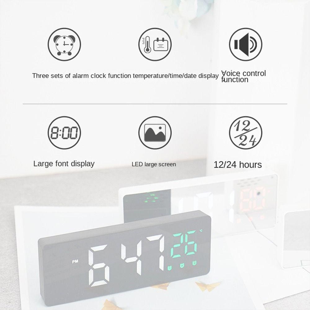 Populer Jam Alarm Kreatif Backlight Suhu Angka Kalender Clock LED Digital