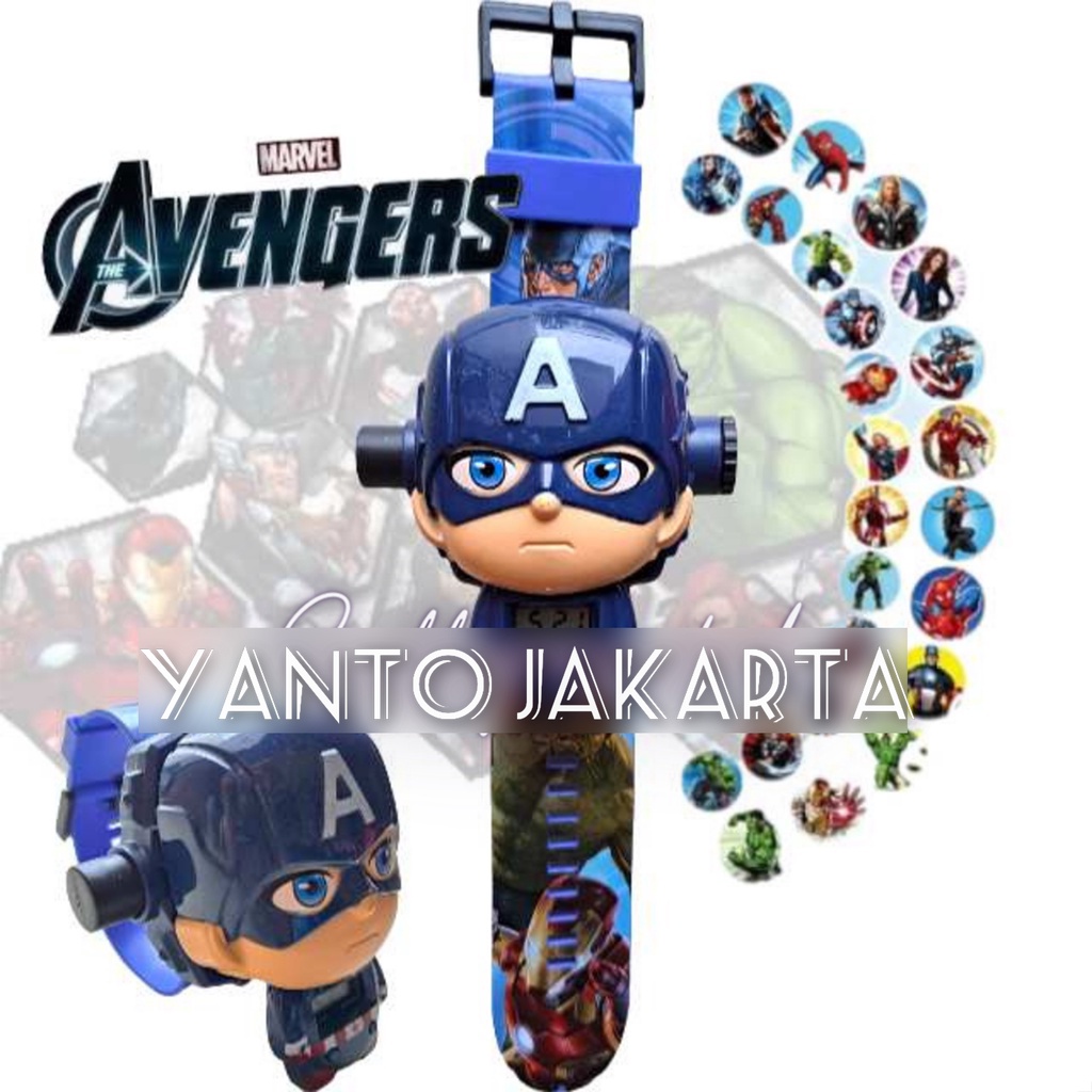 JAM TANGAN ANAK LAKI LAKI KARAKTER CAPTAIN AMERICA PROYEKTOR