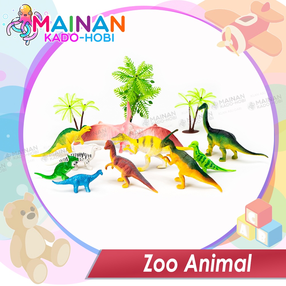 HADIAH KOLEKSI ANAK PAJANGAN SET MINIATUR ZOO ANIMAL DINOSAURUS