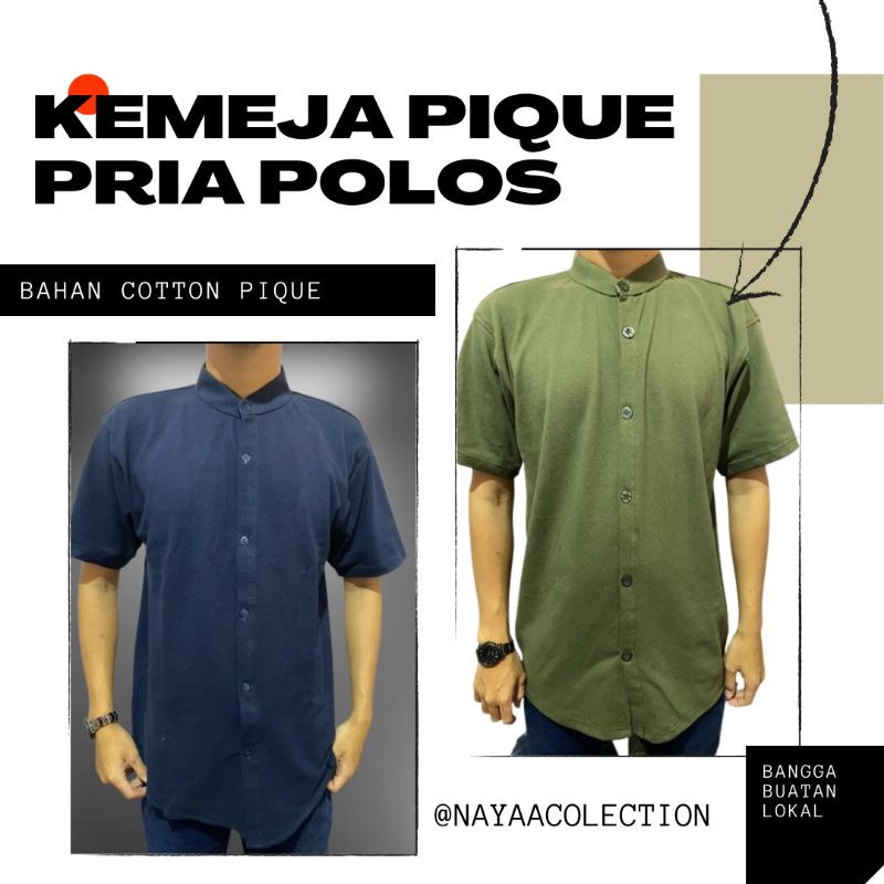 Kemeja pique original  pria casual tangan pendek,bahan cotton pique