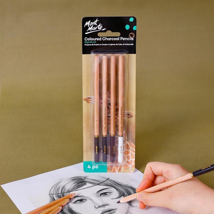 

Charcoal Mont Marte Coloured Charcoal Pencils 4 Pcs