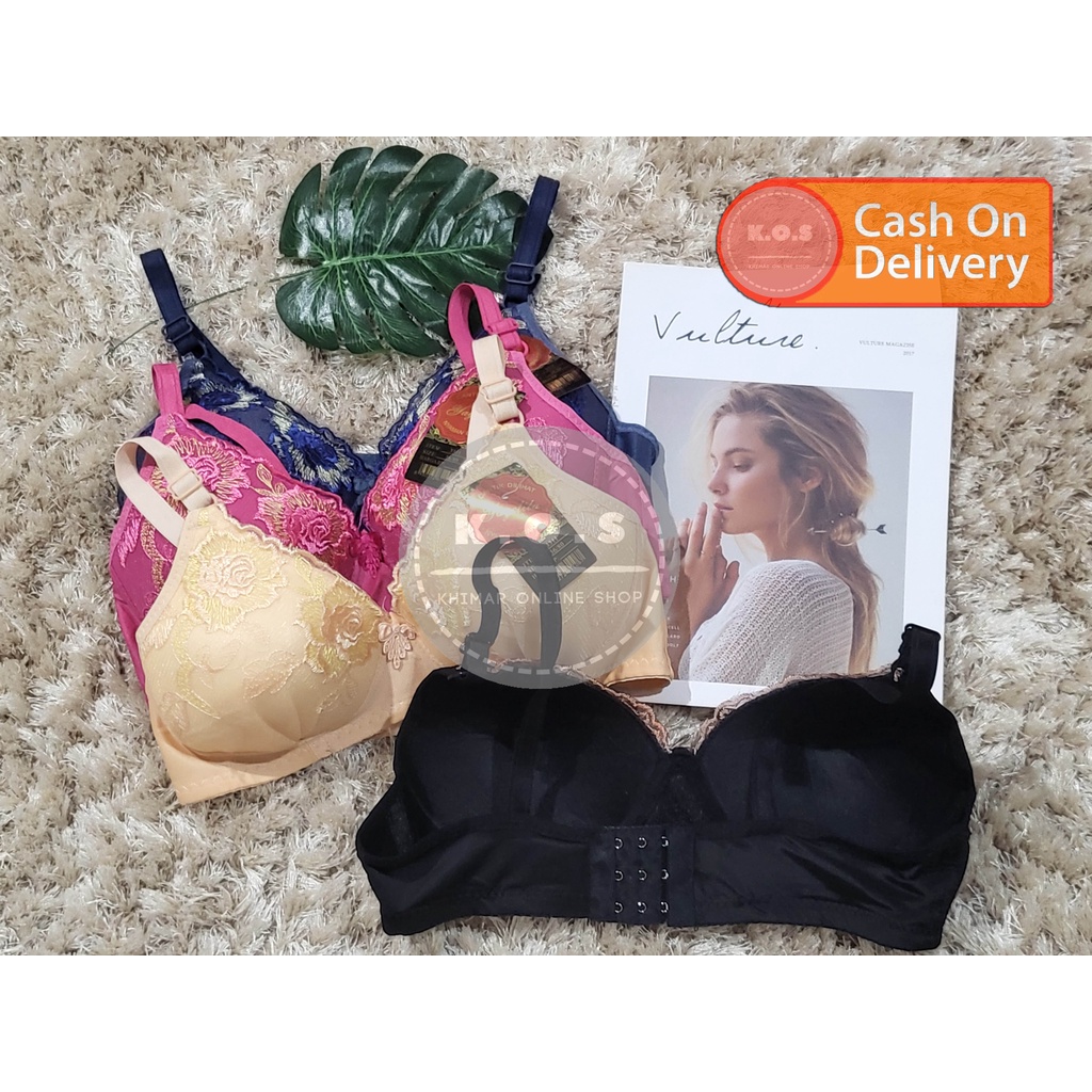 bra bh busa tipis bordir bunga cantik size 36 - 42 kait 3