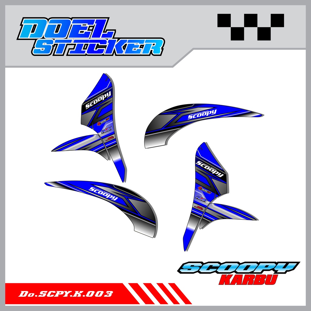 Sticker Striping Honda SCOOPY Karbu Tahun 2010-2013 List Variasi Hologram , Crome Doel 003